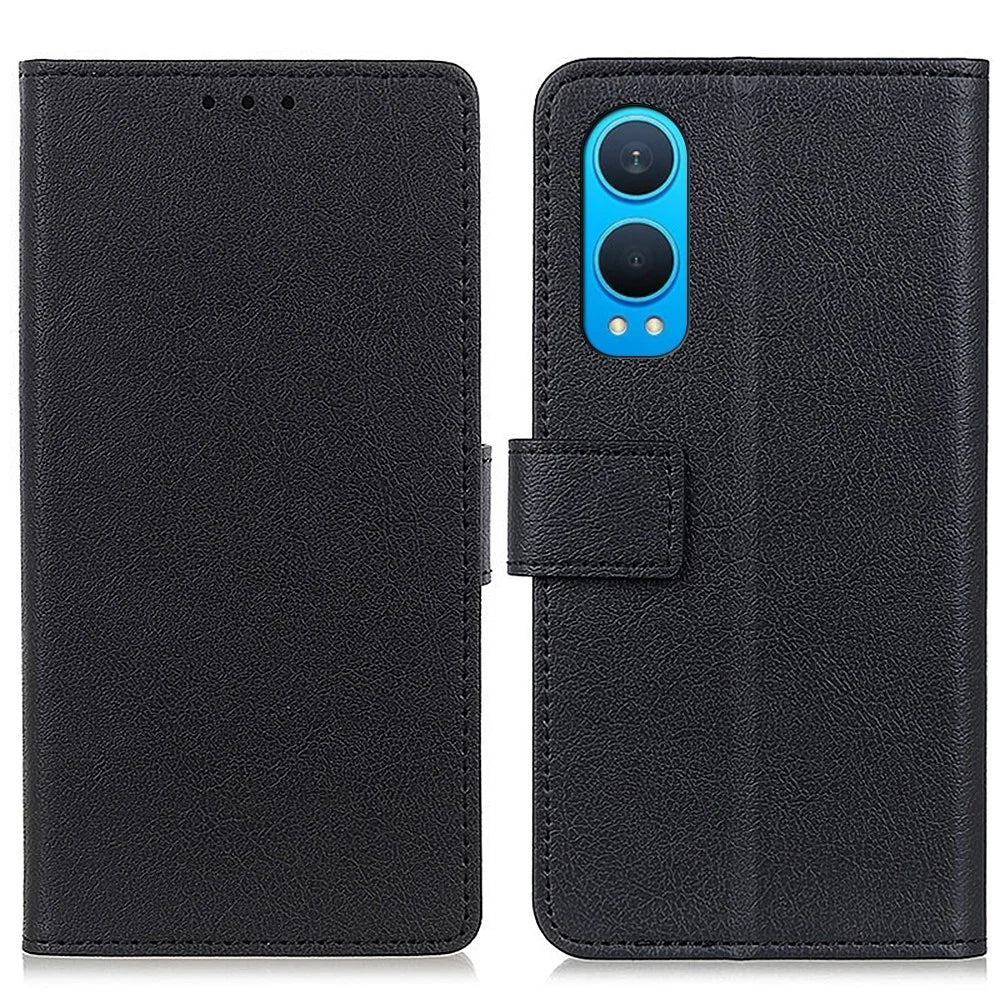 For OnePlus Nord CE4 Lite 5G / Oppo K12x 5G (China) Case PU Leather Wallet Magnetic Clasp Phone Cover - Black - 1