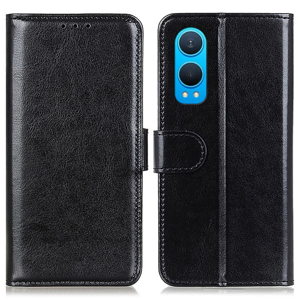 For OnePlus Nord CE4 Lite 5G / Oppo K12x 5G (China) Wallet Case PU Leather Crazy Horse Texture Phone Cover - Black - 1