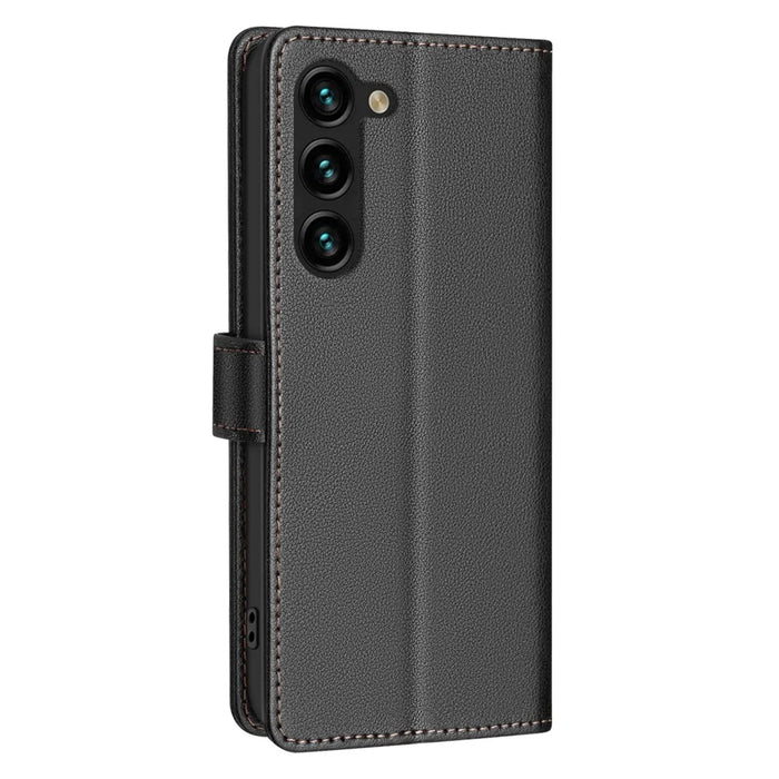 BINFEN COLOR BF32 For Samsung Galaxy S23+ Case Litchi Texture RFID Blocking Leather Phone Cover - Black - 7