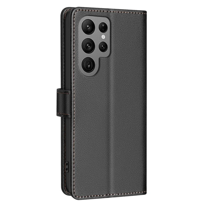 BINFEN COLOR BF32 For Samsung Galaxy S23 Ultra Case RFID Blocking Leather Wallet Phone Cover - Black - 7