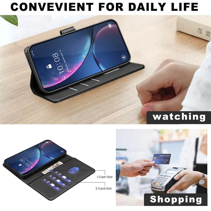 BINFEN COLOR BF32 For iPhone 14 Pro Max Case RFID Blocking PU Leather Flip Folio Phone Cover - Black - 3