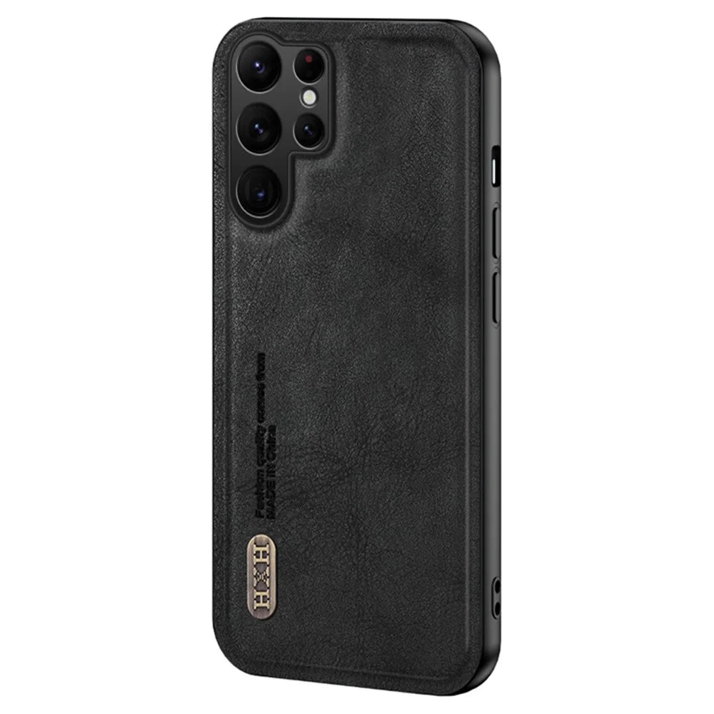 Matte Phone Case for Samsung Galaxy S24 Ultra TPU+PU Phone Cover Work with Magnetic Car Holder - Black - 1