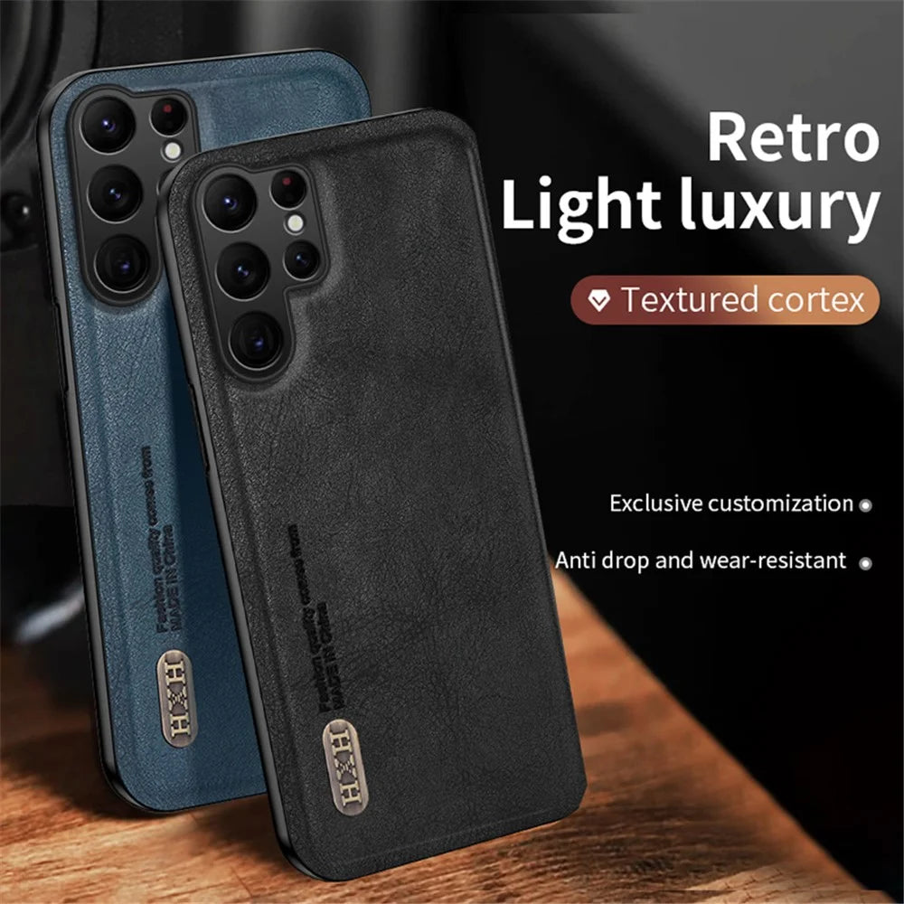 Matte Phone Case for Samsung Galaxy S24 Ultra TPU+PU Phone Cover Work with Magnetic Car Holder - Black - 3