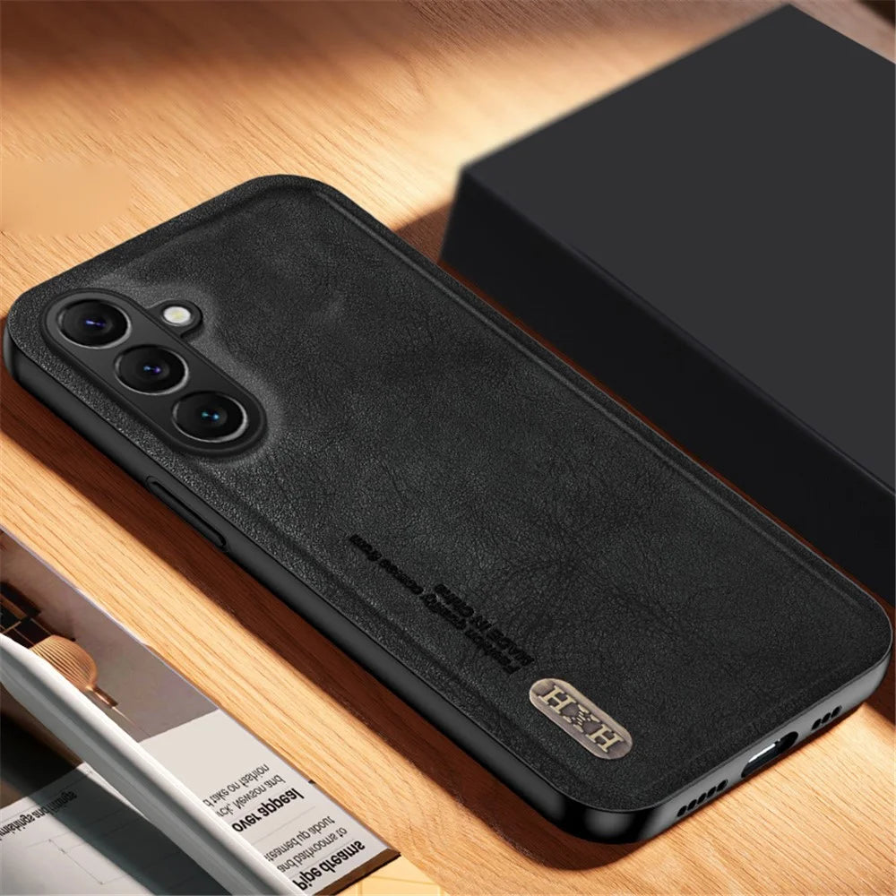 For Samsung Galaxy M55 5G / C55 5G / F55 5G Case Frosted TPU+PU Phone Cover with Built-In Metal Sheet - Black - 2