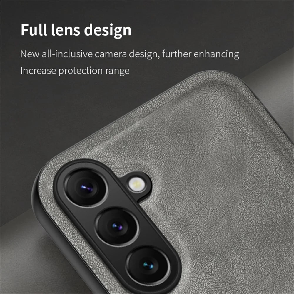 For Samsung Galaxy M55 5G / C55 5G / F55 5G Case Frosted TPU+PU Phone Cover with Built-In Metal Sheet - Black - 7