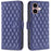 BINFEN COLOR BF Style-14 For iPhone 16 Case Rhombus Grid Leather Wallet Stand Phone Cover - Blue - 1