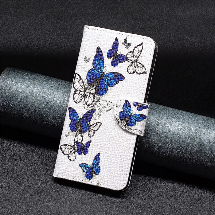 For iPhone 16 Plus Case Pattern Print Wallet Leather Stand Flip Phone Cover - Butterflies - 7