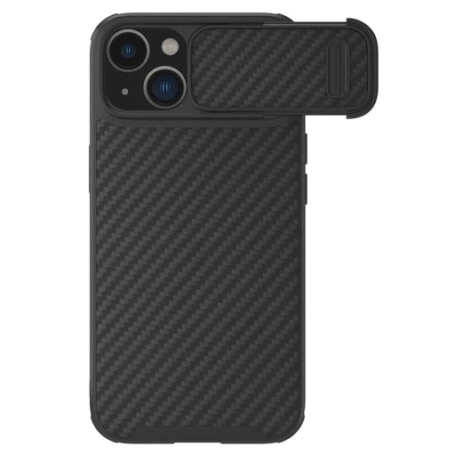 NILLKIN For iPhone 14 Plus Carbon Fiber Phone Case Anti-drop PC + TPU Cover with Slide Camera Protection - 1