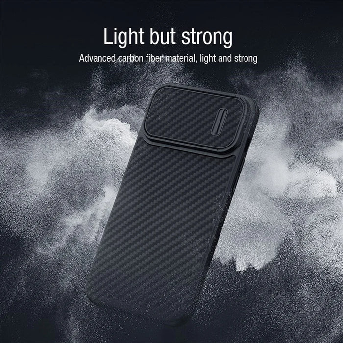 NILLKIN For iPhone 14 Plus Carbon Fiber Phone Case Anti-drop PC + TPU Cover with Slide Camera Protection - 3