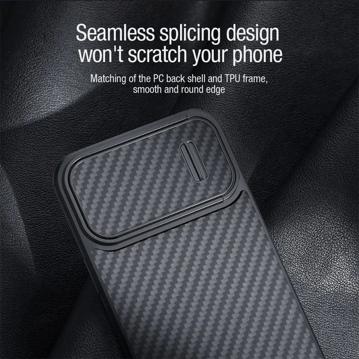 NILLKIN For iPhone 14 Plus Carbon Fiber Phone Case Anti-drop PC + TPU Cover with Slide Camera Protection - 5