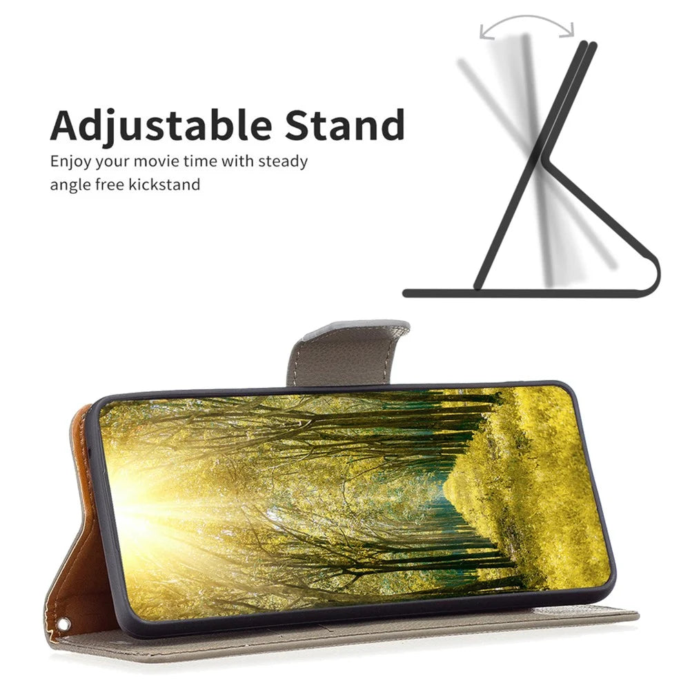 For iPhone 16 Plus Wallet Case with Wrist Strap Litchi Texture Leather Phone Stand Cover - Grey - 3
