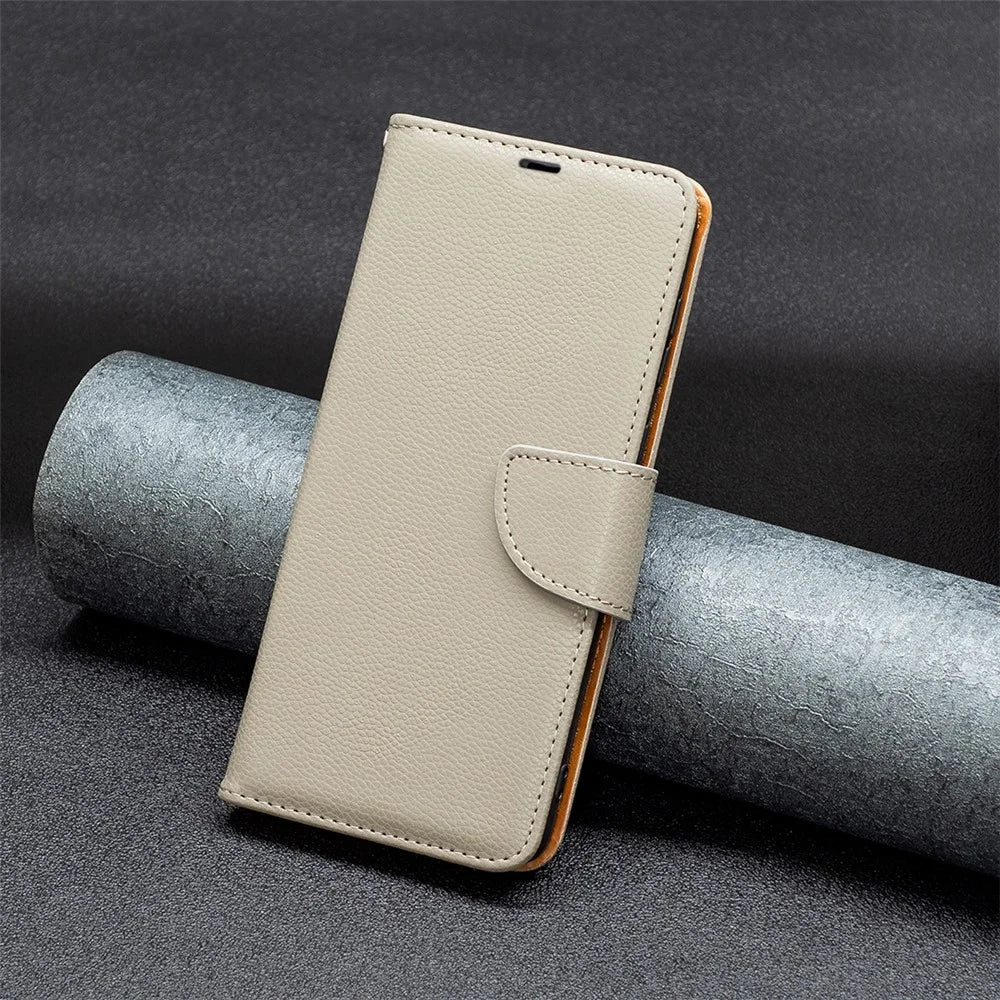 For iPhone 16 Plus Wallet Case with Wrist Strap Litchi Texture Leather Phone Stand Cover - Grey - 7