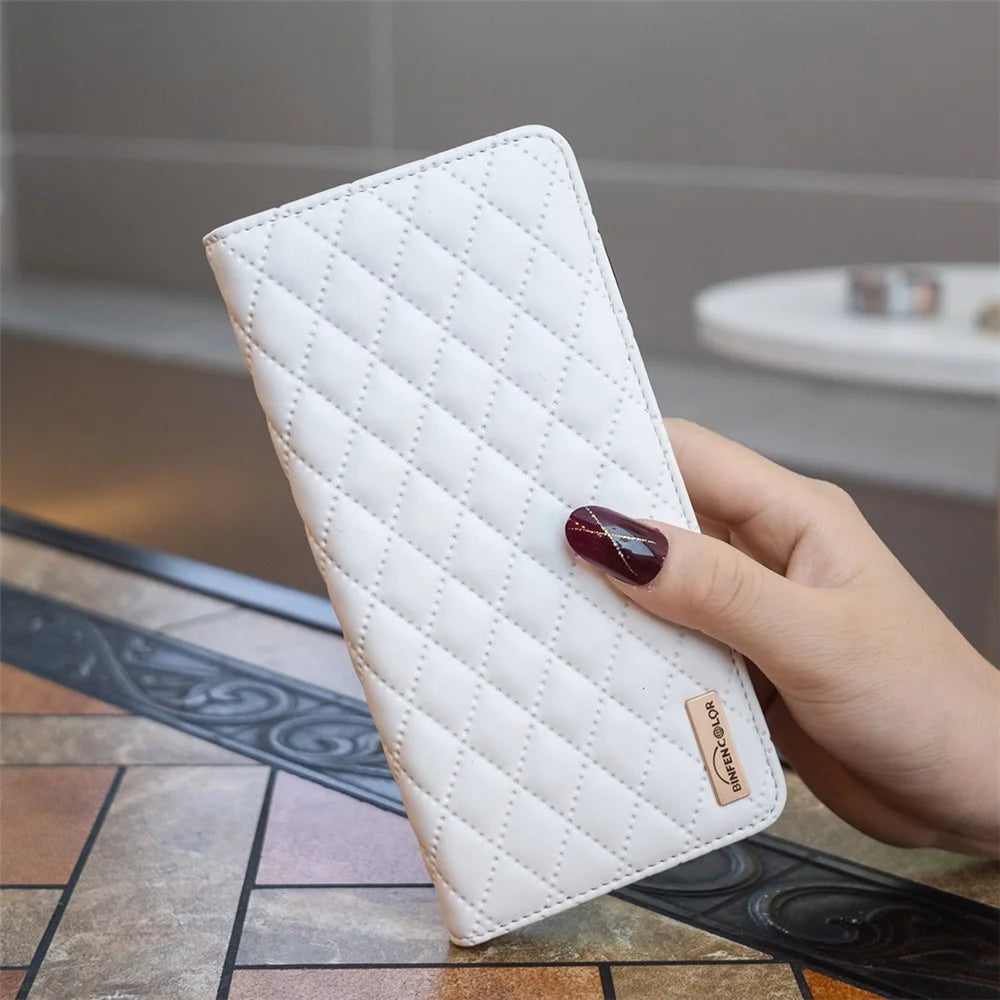 BINFEN COLOR BF Style-16 Card Slot Phone Case for iPhone 16 Anti-Scratch PU Leather Cell Phone Cover - White - 5