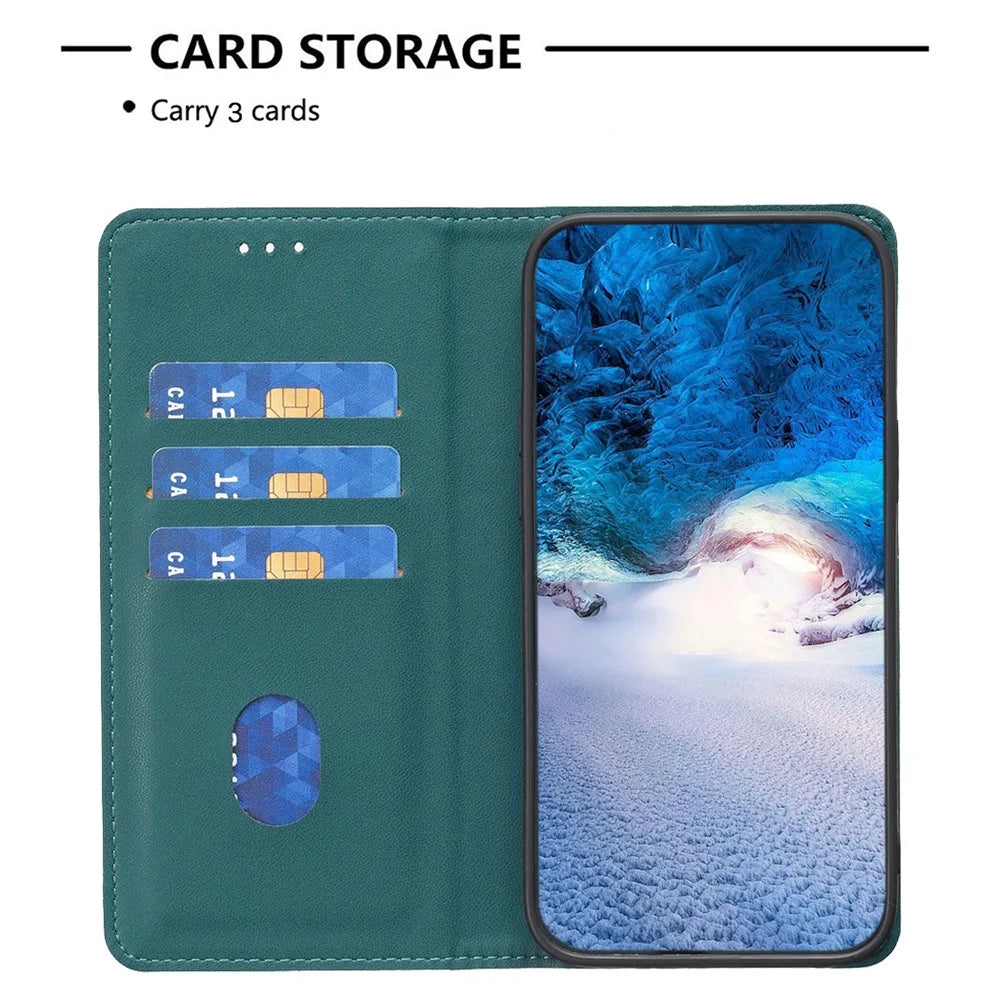 BINFEN COLOR BF18 For iPhone 16 Plus Case Magnetic Closing Leather Anti-scratch Phone Cover - Green - 2
