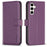 BINFEN COLOR BF17 For Samsung Galaxy S24 FE Shell PU Leather Stand Phone Case Wallet Cover - Dark Purple - 1