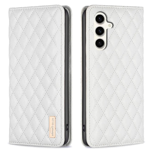 BINFEN COLOR BF Style-16 For Samsung Galaxy S24 FE Stand Phone Case PU Leather Phone Cover with Card Slots - White - 1