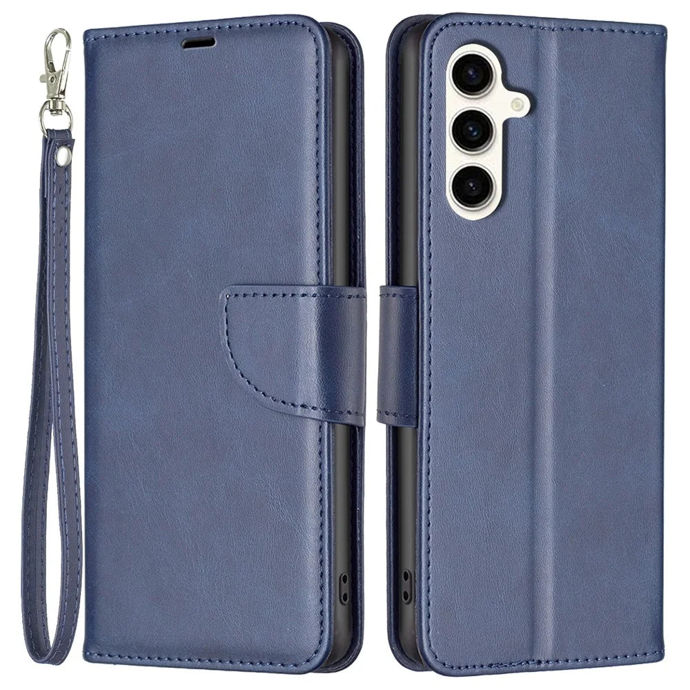 For Samsung Galaxy S24 FE Case Shockproof Leather Stand Wallet Mobile Phone Cover - Blue - 1