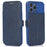 For iPhone 14 Pro Slide Camera Protection Folio Flip Phone Case PU Leather Stand Card Holder Cover - Blue - 1