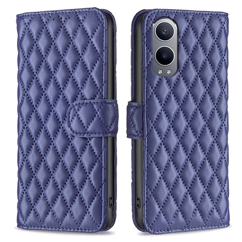 BINFEN COLOR BF Style-14 For OnePlus Nord CE4 Lite 5G / Oppo K12x 5G (China) Leather Case Rhombus Phone Cover - Blue - 1
