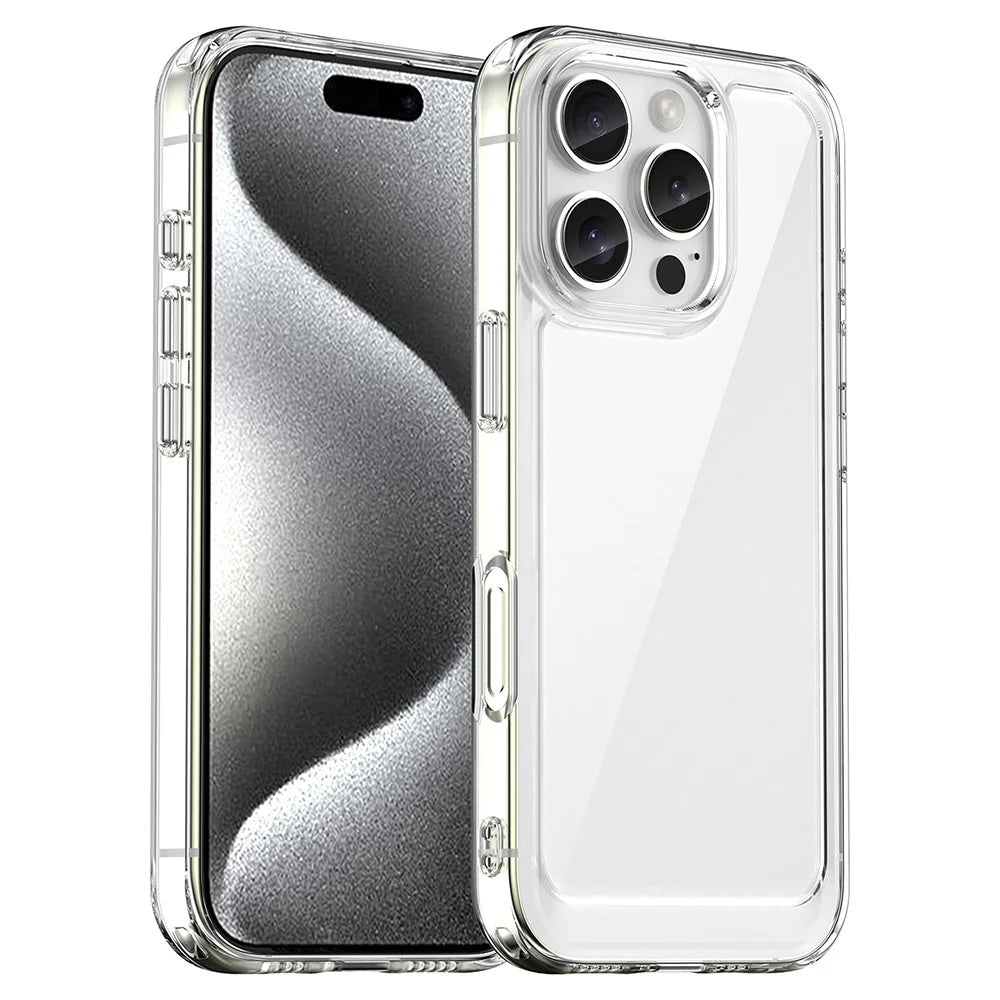 For iPhone 16 Pro Max Case TPU + Acrylic Clear Back Cover (Big Rear Lens Hole) - 1