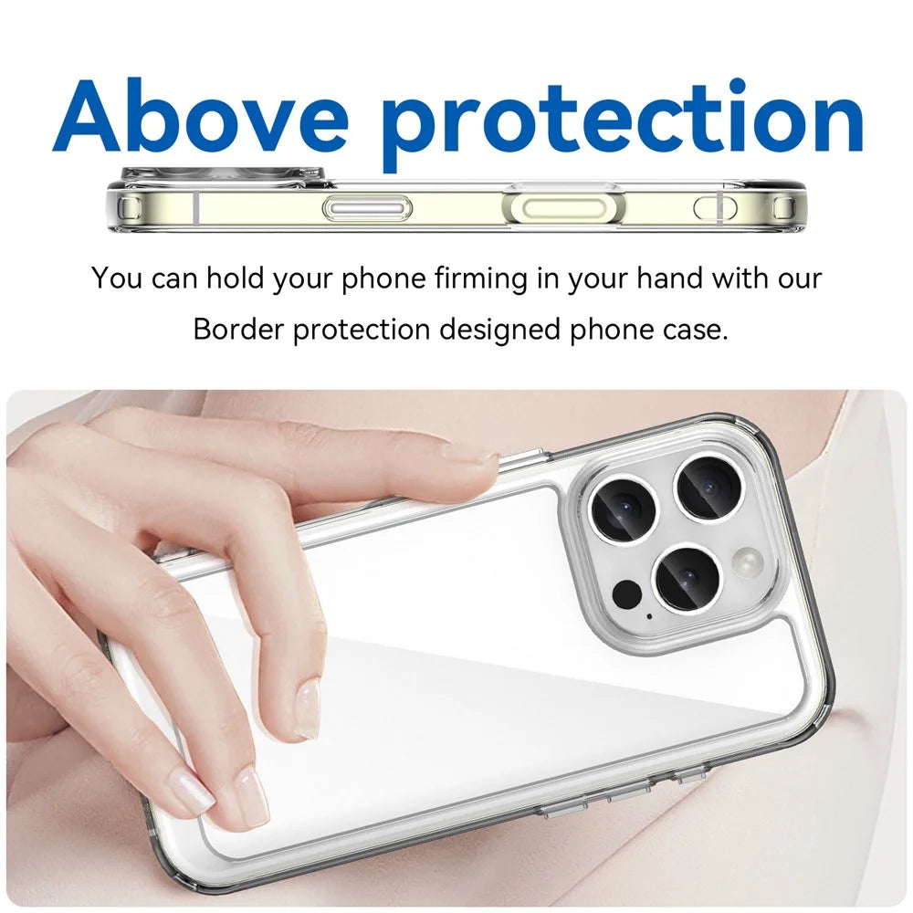 For iPhone 16 Pro Max Case TPU + Acrylic Clear Back Cover (Big Rear Lens Hole) - 3