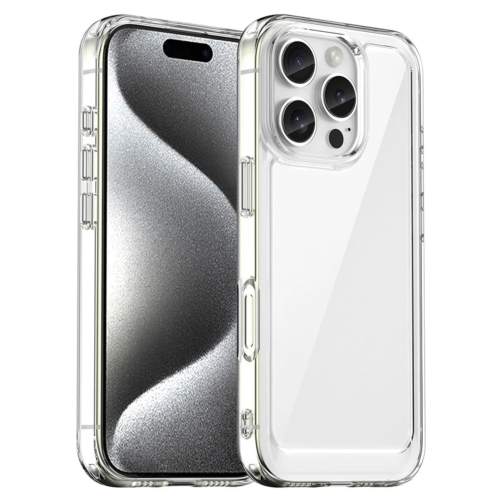 For iPhone 16 Pro Clear Case TPU + Acrylic Back Cover (Big Rear Lens Hole) - 1