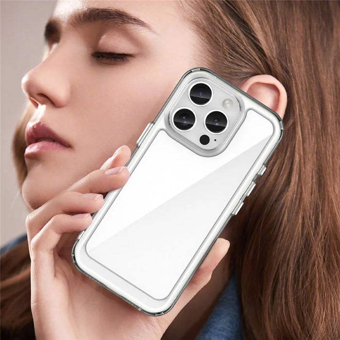 For iPhone 16 Pro Clear Case TPU + Acrylic Back Cover (Big Rear Lens Hole) - 6