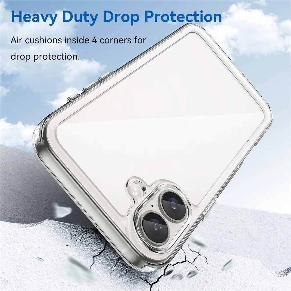 For iPhone 16 Plus Case TPU + Acrylic Clear Phone Cover (Big Rear Lens Hole) - 2