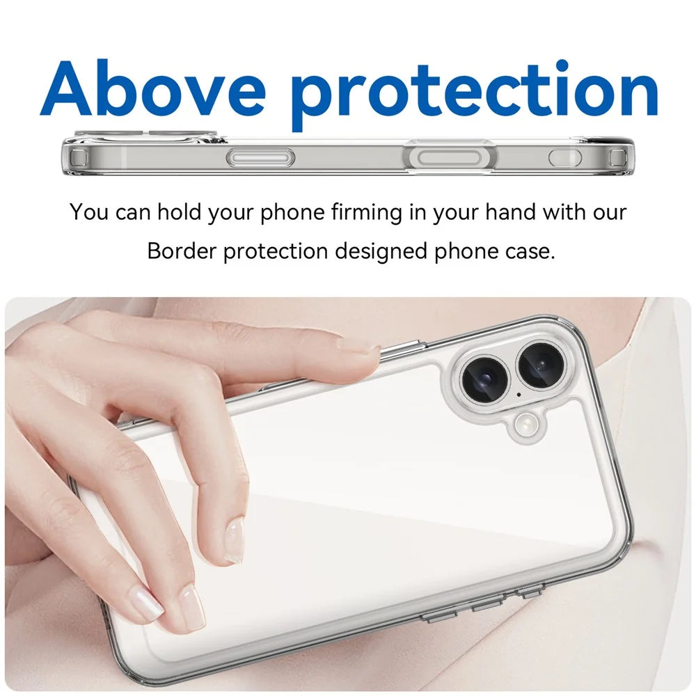For iPhone 16 Plus Case TPU + Acrylic Clear Phone Cover (Big Rear Lens Hole) - 3