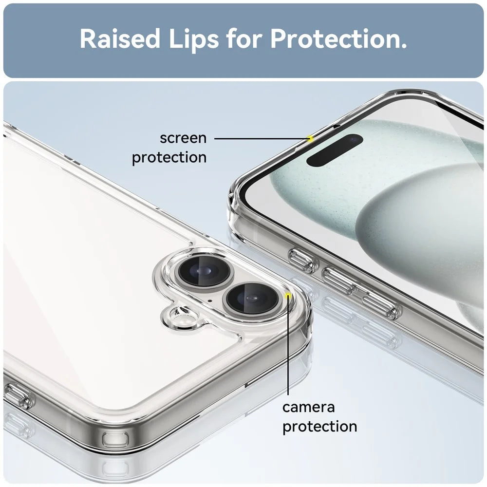 For iPhone 16 Plus Case TPU + Acrylic Clear Phone Cover (Big Rear Lens Hole) - 5