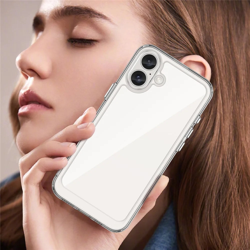 For iPhone 16 Plus Case TPU + Acrylic Clear Phone Cover (Big Rear Lens Hole) - 6