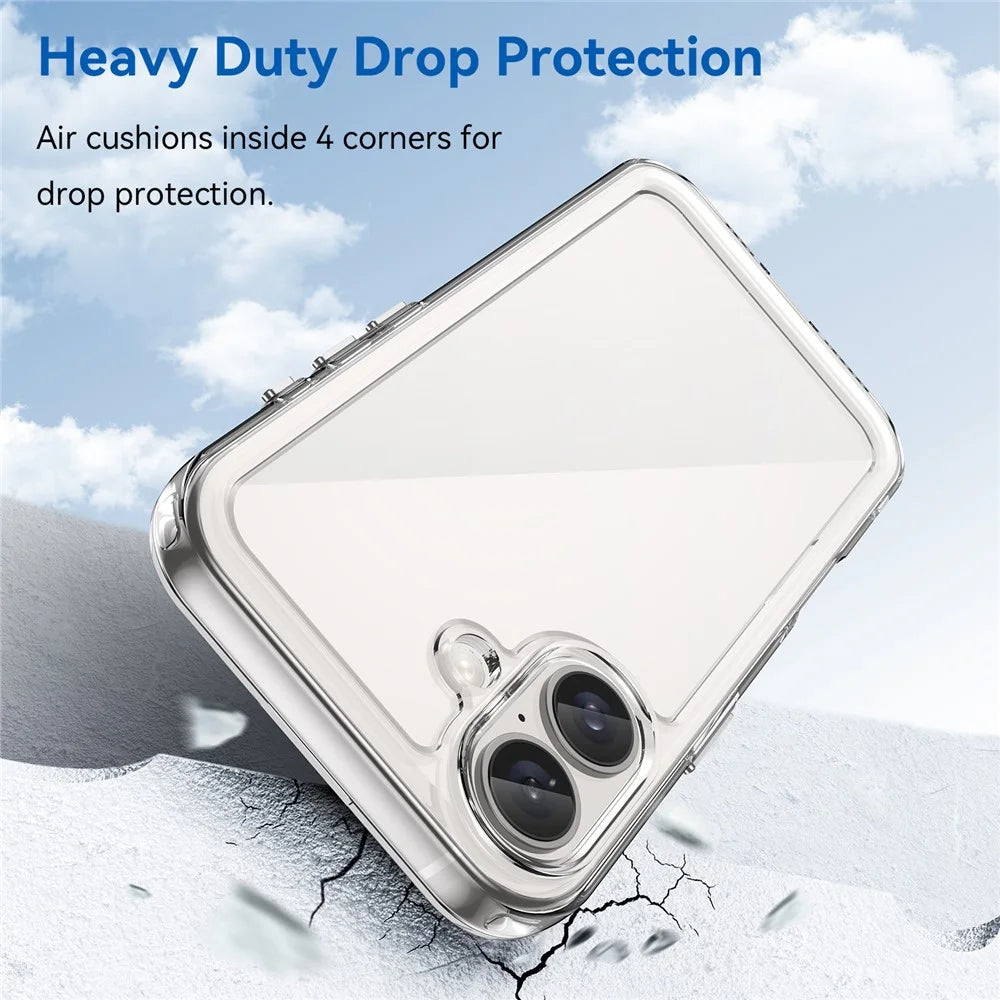 For iPhone 16 Clear Case TPU + Acrylic Slim Phone Cover (Big Rear Lens Hole) - 2