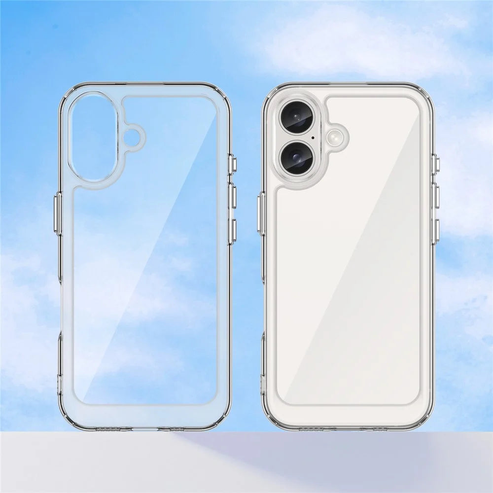 For iPhone 16 Clear Case TPU + Acrylic Slim Phone Cover (Big Rear Lens Hole) - 7