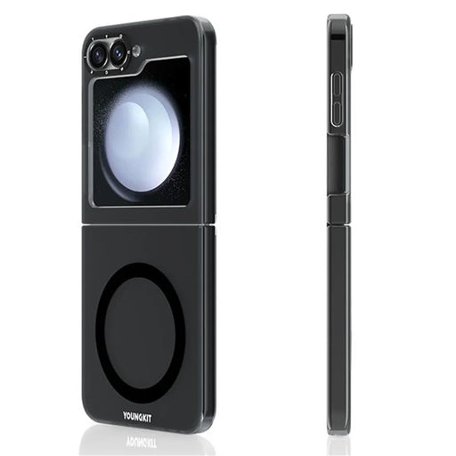 YOUNGKIT For Samsung Galaxy Z Flip7 FE 5G / Z Flip6 5G Magnetic Case PET+TPU Phone Cover Anti-Fingerprint - Transparent Black - 2