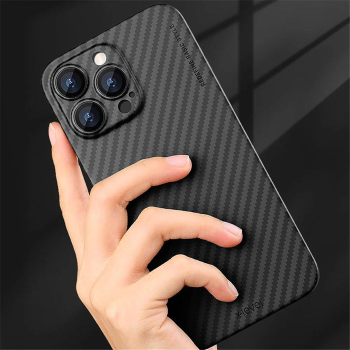 X-LEVEL For iPhone 14 Pro Case Hard PC Slim Protective Cover Carbon Fiber Texture - 4