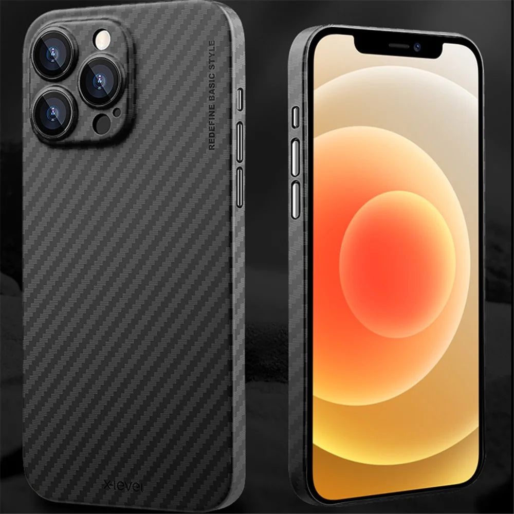 X-LEVEL For iPhone 12 Pro Case Hard PC Slim Thin Phone Cover Carbon Fiber Texture - 2