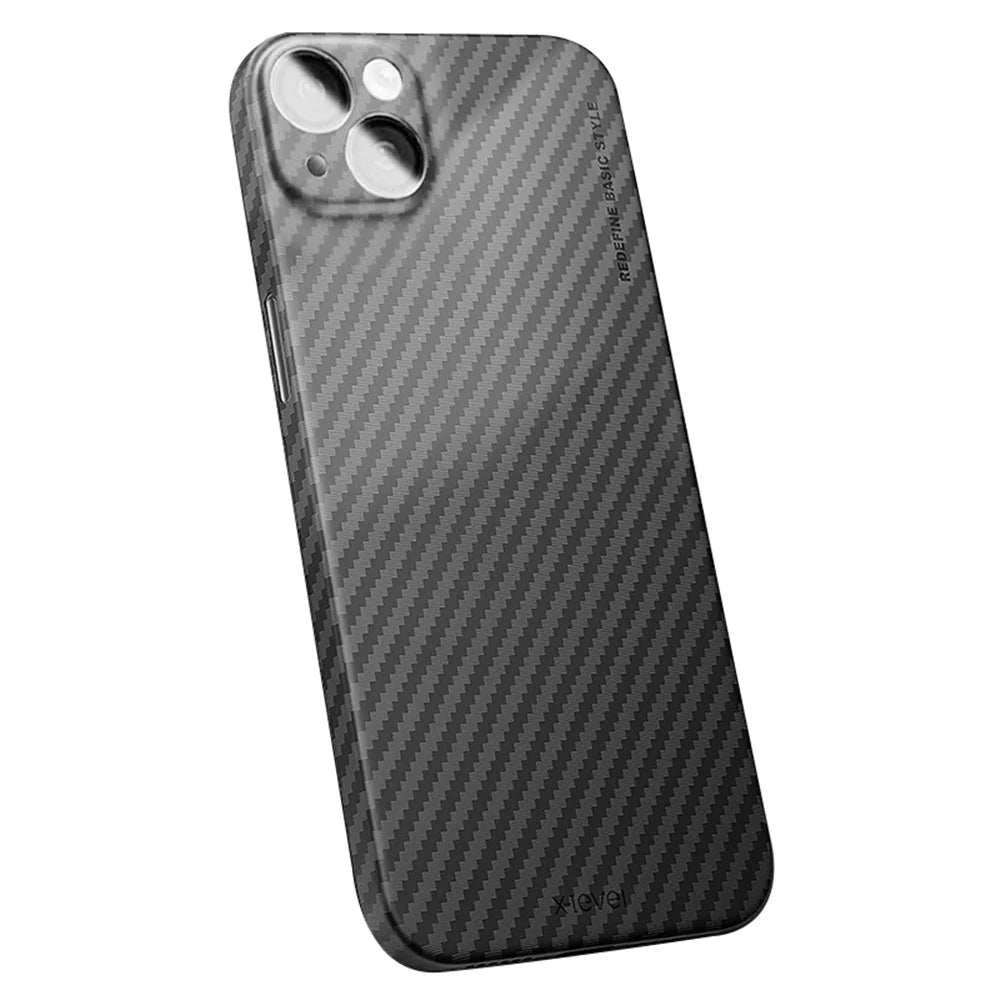 X-LEVEL For iPhone 13 Case Hard PC Minimalist Phone Cover Carbon Fiber Texture - 1
