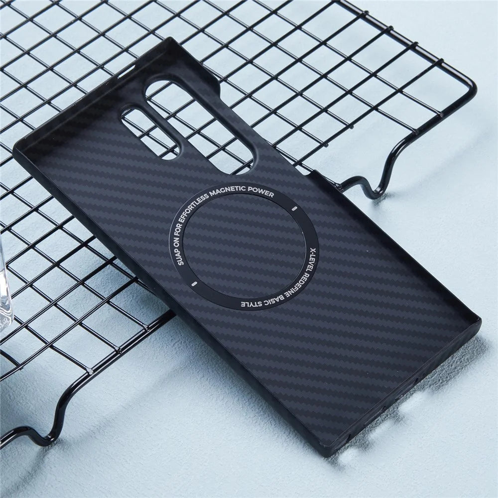 X-LEVEL For Samsung Galaxy S23 Ultra Case Magnetic Ultra-Thin PC Hard Phone Case Carbon Fiber Texture - 5