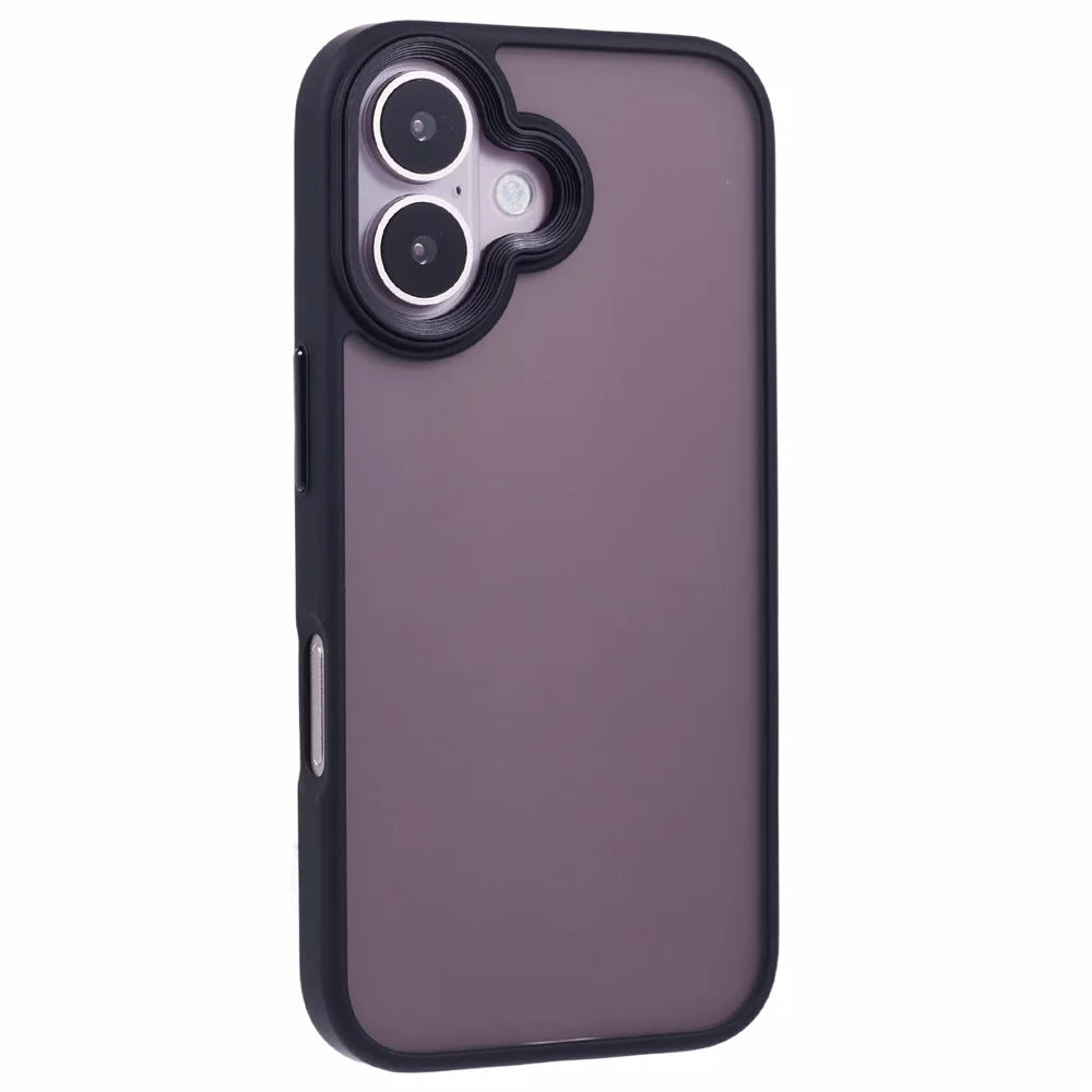 For iPhone 16 Cover Skin-Feel Matte Anti-Scratch PC+TPU Phone Case - Black - 1