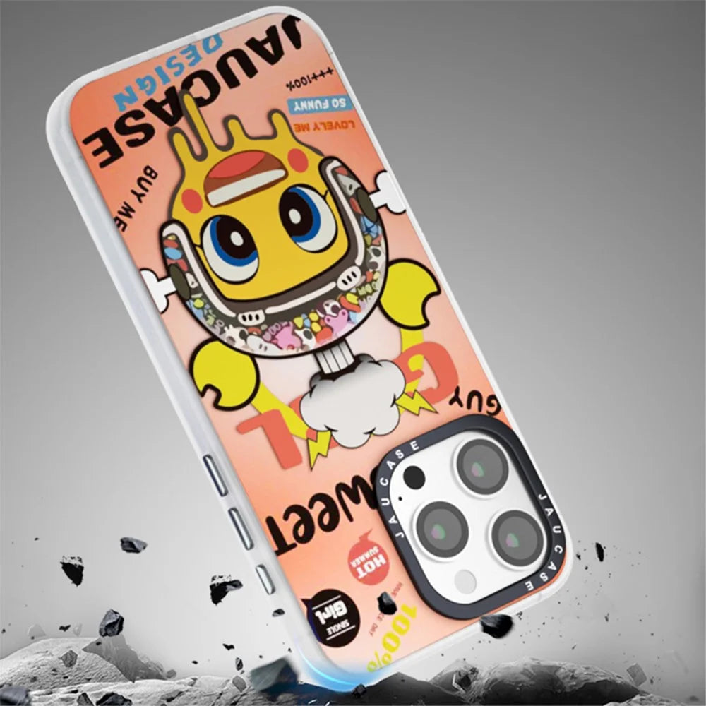 JAUCASE For iPhone 15 Pro Max Case Compatible with MagSafe Cute Pattern PC+TPU Phone Cover - Banana Baby - 5