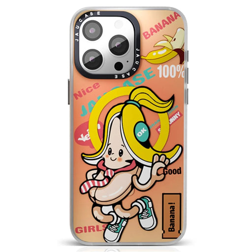 JAUCASE For iPhone 15 Pro Magnetic Case Cute Pattern PC+TPU Phone Cover Matte Finish - Banana Baby - 1