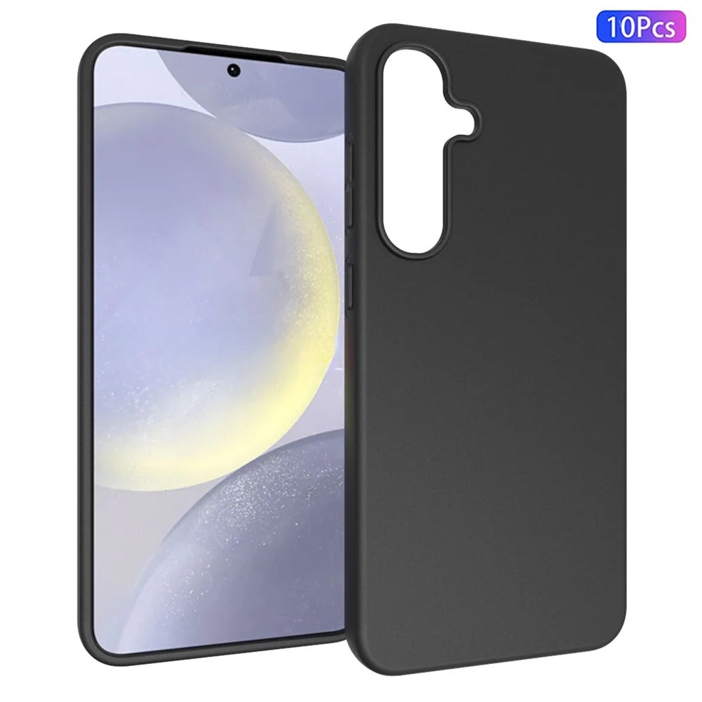 10Pcs  /  Pack for Samsung Galaxy S24 FE Case TPU Frosted Back Phone Cover, Anti-Fingerprint - Black - 1