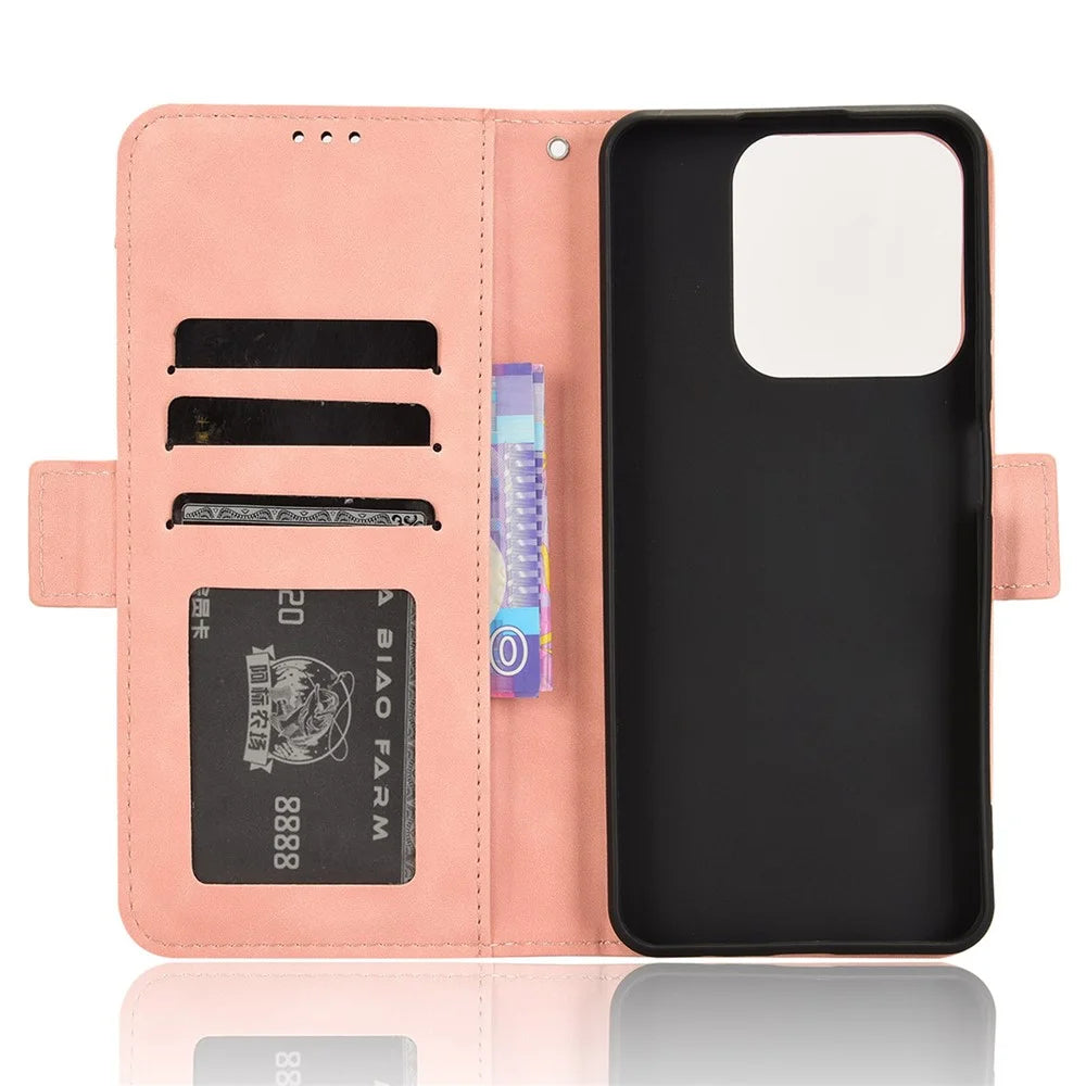 For Realme Note 60x 4G / C63 4G / C61 4G / Narzo N63 4G Case Folio Stand Leather Phone Cover with Multiple Card Slots - Pink - 5