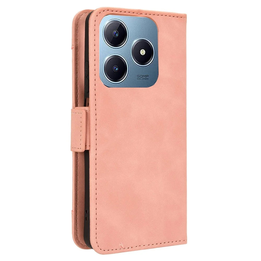 For Realme Note 60x 4G / C63 4G / C61 4G / Narzo N63 4G Case Folio Stand Leather Phone Cover with Multiple Card Slots - Pink - 7