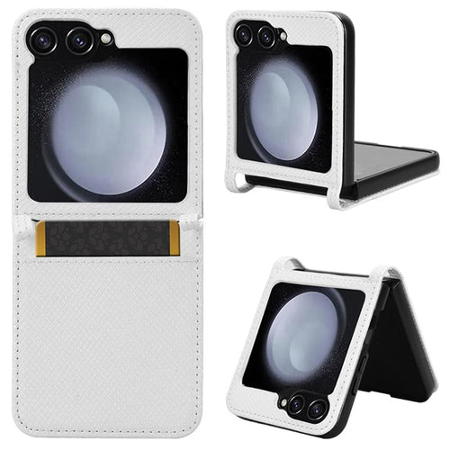 For Samsung Galaxy Z Flip7 FE 5G / Z Flip6 5G Case Leather Phone Cover with Card Slot - White - 1