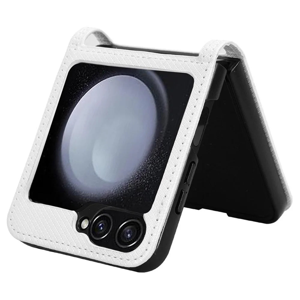 For Samsung Galaxy Z Flip7 FE 5G / Z Flip6 5G Case Leather Phone Cover with Card Slot - White - 2