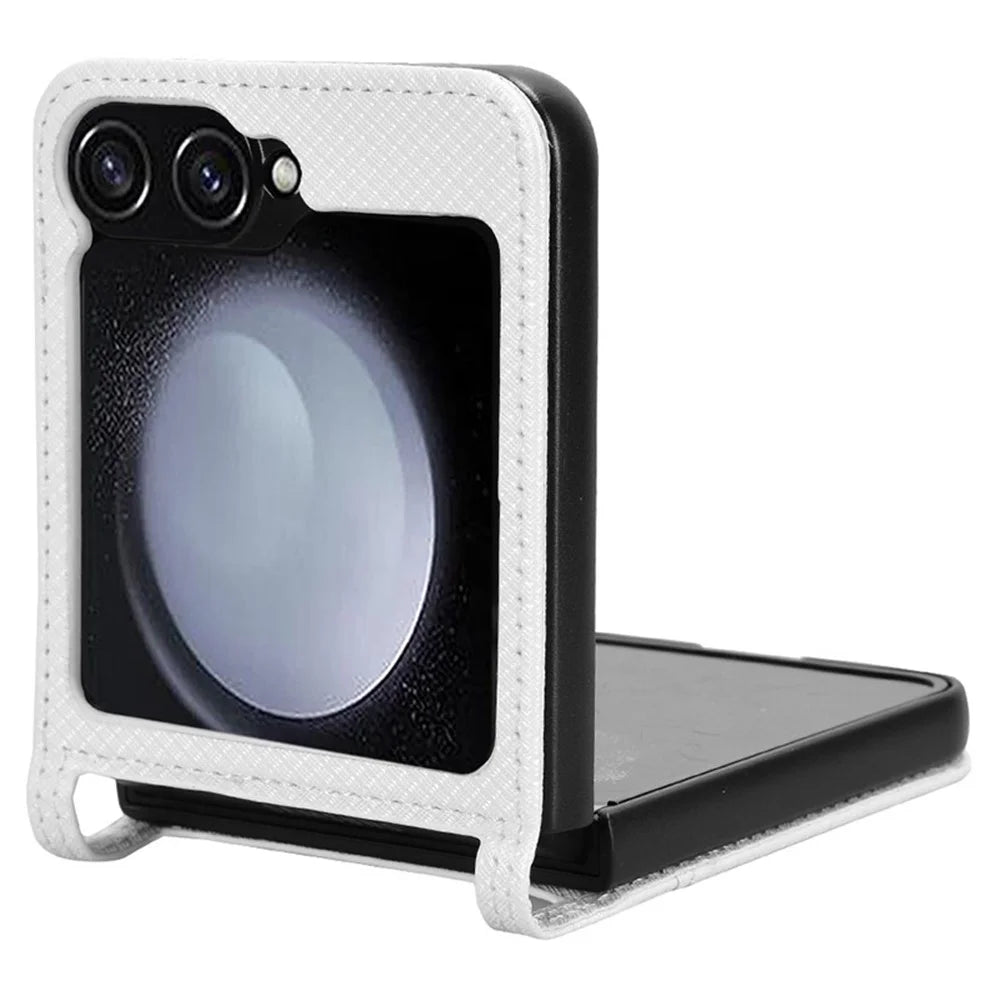 For Samsung Galaxy Z Flip7 FE 5G / Z Flip6 5G Case Leather Phone Cover with Card Slot - White - 3