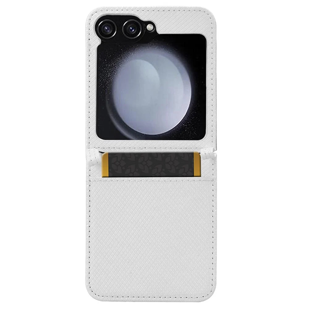 For Samsung Galaxy Z Flip7 FE 5G / Z Flip6 5G Case Leather Phone Cover with Card Slot - White - 4