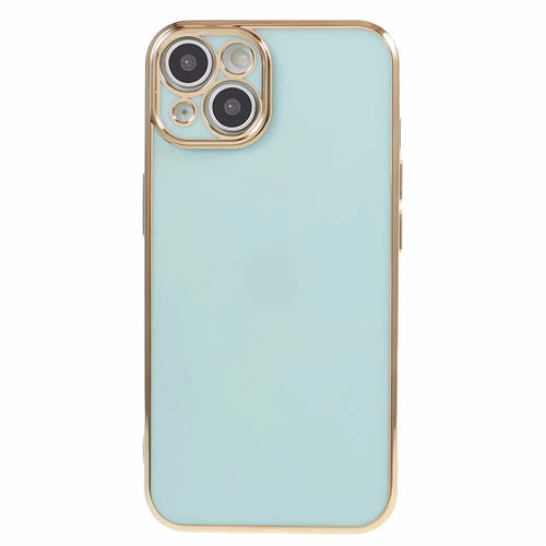 For iPhone 13 Phone Case Glossy 6D Electroplating TPU Protective Cover - Cyan - 1