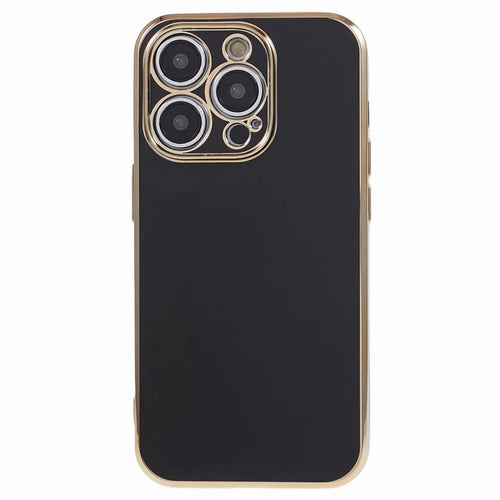 For iPhone 13 Pro Max Case Glossy 6D Electroplating TPU Protective Cover - Black - 1
